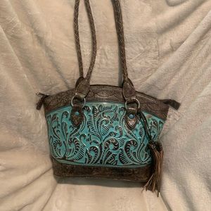 Patricia Nash Zoroastrian Satchel turquoise